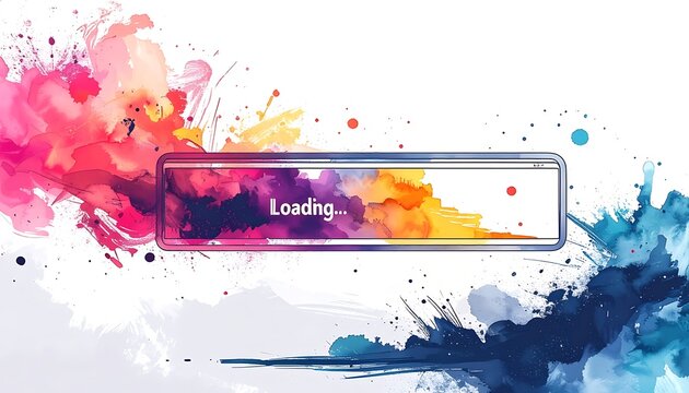 Colorful loading screen with abstract background.