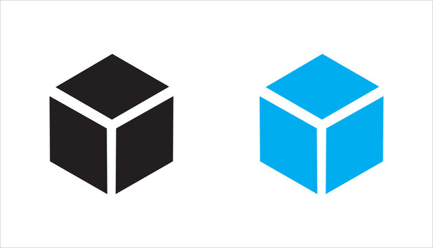 Minimal cube box icon set suitable for packaging, 3D object, software, storage, delivery, geometry, and technology-related design projects.