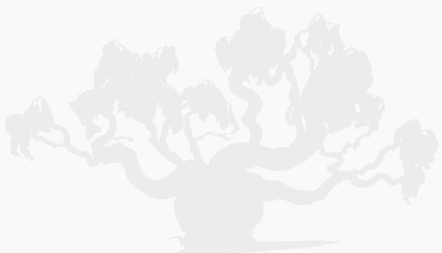 Stylized Bonsai Tree Silhouette - Minimalist Japanese Garden Art