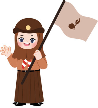 cute kid with pramuka scout uniform