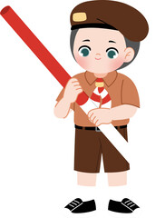 Fototapeta premium cute kid with pramuka scout uniform