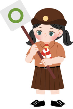 cute kid with pramuka scout uniform