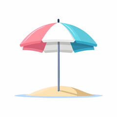 Fototapeta premium Beach umbrella on a sand dune with blue water