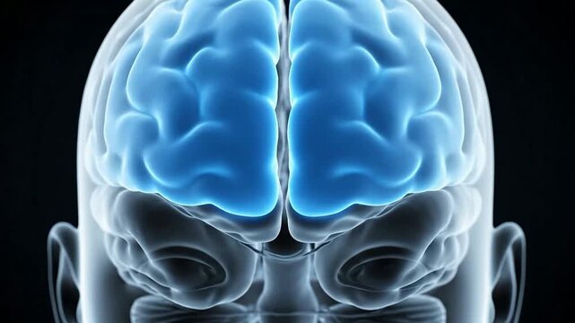 Detailed Anatomical Illustration of Human Brain highlighting Cerebral Structures Against Dark Background