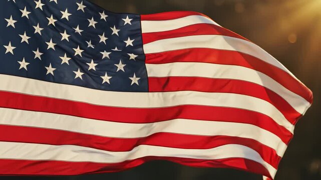 American flag waving in sunlight ideal for creative backgrounds and modern web design