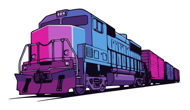 Diesel freight train dynamic vector illustration. Generative AI