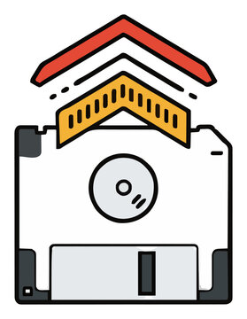 Retro floppy disk exploded view vector illustration. Generative AI