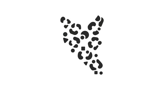 Leopard Print Silhouette of Cat Head on White Background