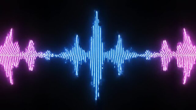Neon sound wave pattern ideal for high-end commercial backdrops and visual effects