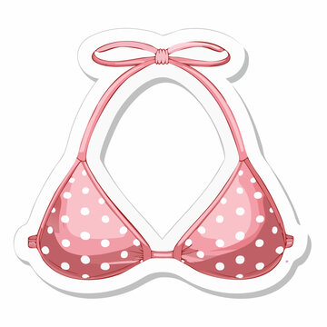 Pink polka dot bikini top with bow