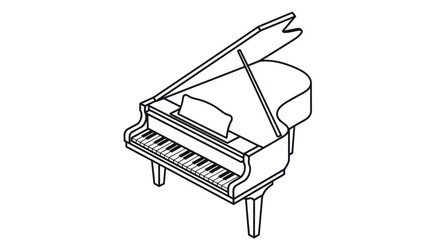 Elegant Grand Piano Outline Drawing © Jawa