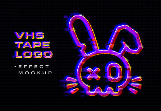 VHS Tape Logo Effect Mockup