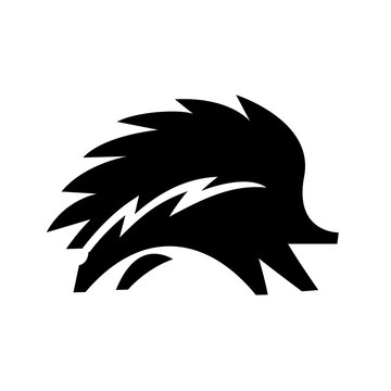 Stylized Black Hedgehog Silhouette Logo Design