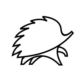 Minimalist Black Outline Hedgehog Icon - Simple Animal Line Art Illustration