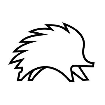 Hedgehog outline icon, stylized vector illustration of a simple animal logo on a white background.