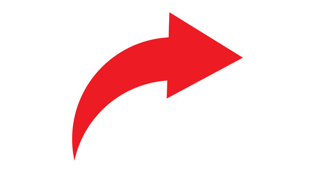Red share icon arrow with next step arrow shape pointer icon communication internet navigation connection transfer outgoing redirect directional interface isolated background