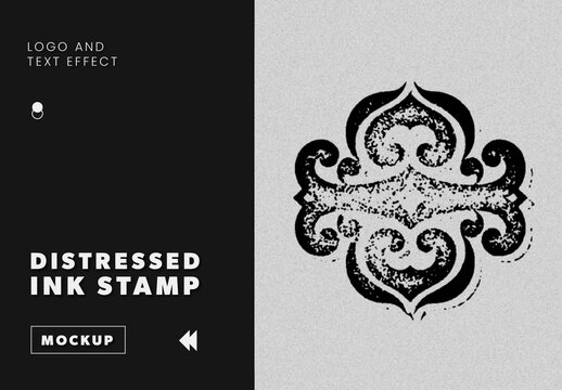 Distressed Ink Stamp Logo And Text Effect Mockup