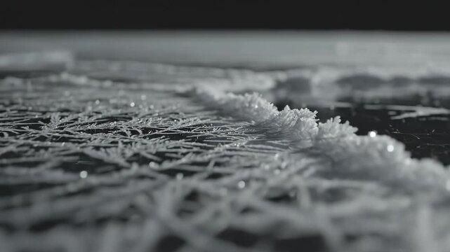 Ice crystal patterns on frozen surface symbolizing dynamic movement and artistic expression
