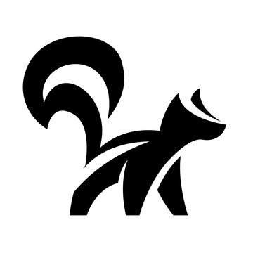 Minimalist Skunk Logo Icon in Black and White Abstract Vector Design