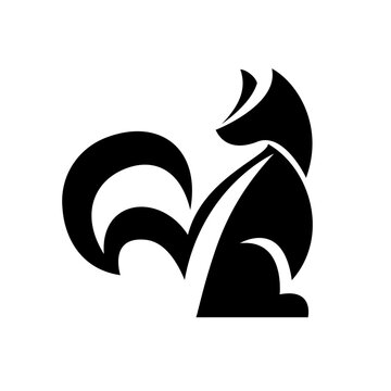 Modern Minimalist Geometric Fox Silhouette Symbol on White Background