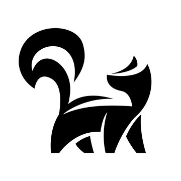 Stylized Black and White Skunk Logo Icon, Modern Geometric Animal Illustration