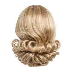 Fototapeta premium blonde human hair wig bun with spiral curls isolated on transparent background
