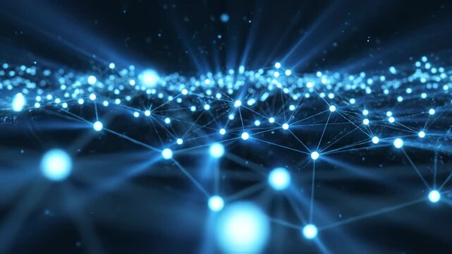 Blue glowing network connections highlighting seamless tech integration and digital solutions