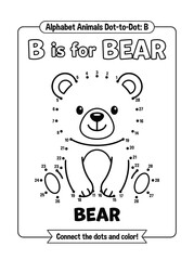 Obraz premium cute bear alphabet letter b educational flashcard flat design vector illustration
