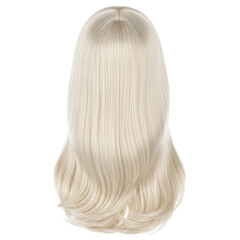 Naklejka premium long straight platinum blonde hair wig cutout isolated on transparent background