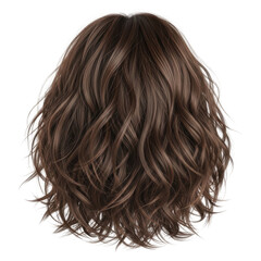 Naklejka premium voluminous curly dark brown hair wig cutout isolated on transparent background