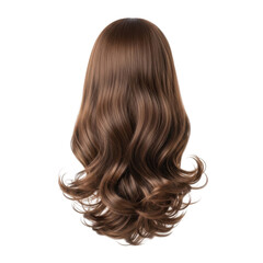 Naklejka premium long wavy brunette hair with natural curls isolated on transparent background