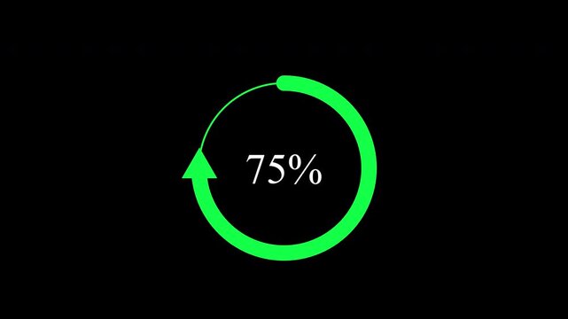 loading 75 percent line progress loop Animation video transparent background with alpha channel.