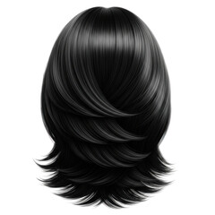 Fototapeta premium elegant black bob wig with natural waves isolated on transparent background