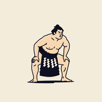 Vector cartoon of a tough sumo athlete