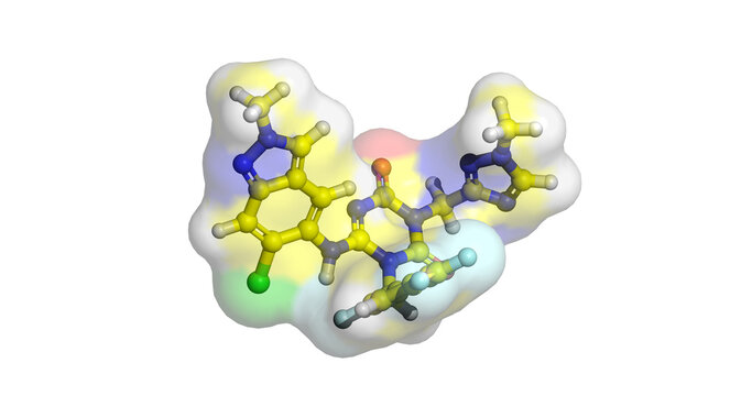 Ensitrelvir, 3CL protease inhibitor for SARS-CoV-2, 3D molecule 4K