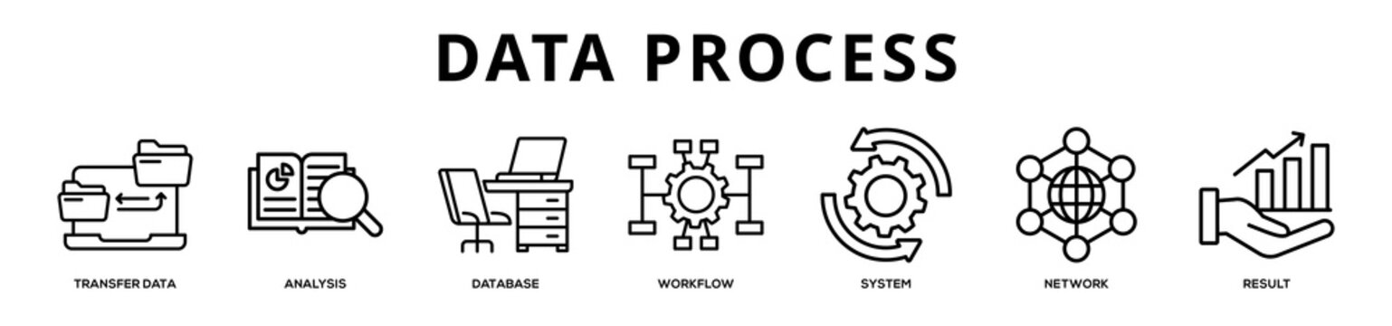 Data Process web banner icon illustration