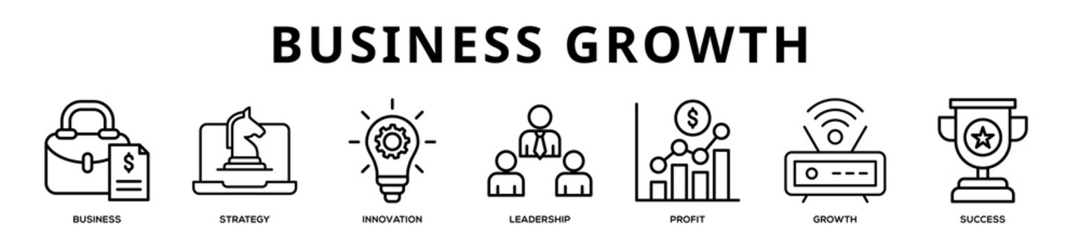 Business Growth web banner icon illustration