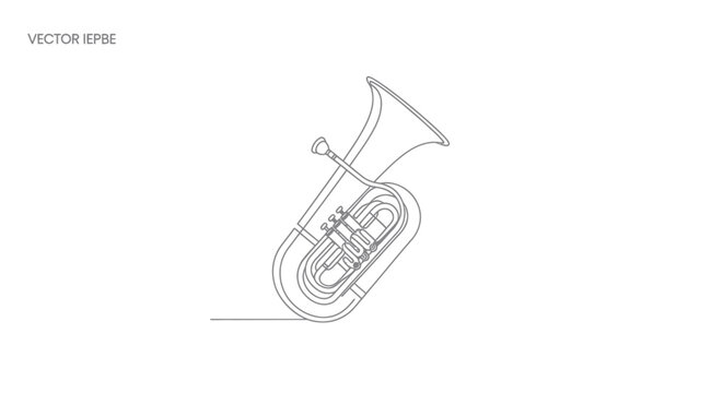 Line Art Illustration of a Baritone Horn