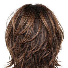 Naklejka premium messy layered brunette hair bun with loose strands isolated on transparent background