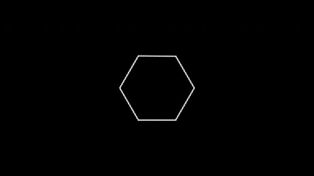 Abstract White Hexagonal Audio Visualizer Frame with Digital Bars on Black Background