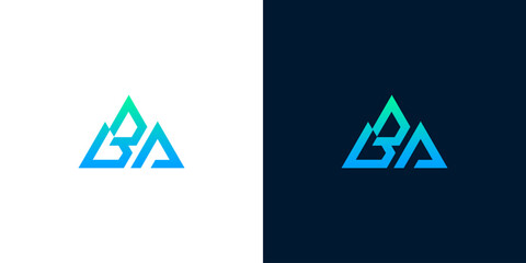 Dynamic abstract letter B A logo design, featuring a modern geometric gradient mountain symbol, ideal for innovative branding and corporate identity © Eunois