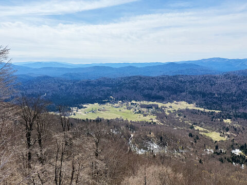 View of the Ogulin-Modru&scaron;ka valley area and Velika Kapela mountain from Klek - Ogulin, Croatia (Pogled na područje Ogulinsko-modru&scaron;ke udoline i planinu Veliku Kapelu sa Kleka - Ogulin, Hrvatska)