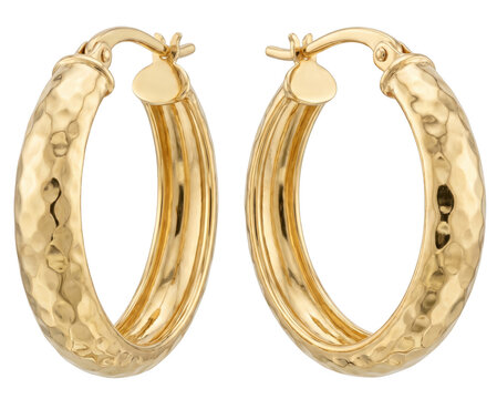 Gold Hoop Earrings Isolated on Transparent Background