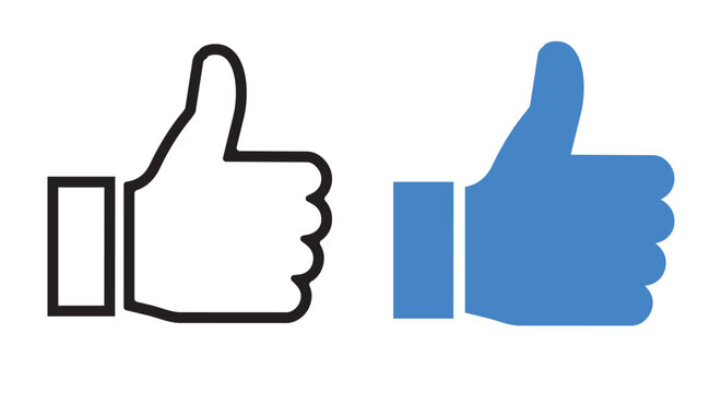 Simple thumbs-up gesture. Black and blue hand icons. Symbolizes approval or agreement. Perfect for digital communication. Use social media or feedback. Clean design, minimalistic style.