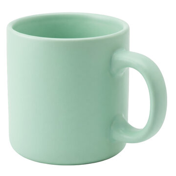 Mint Green Ceramic Coffee Mug Isolated on Transparent Background