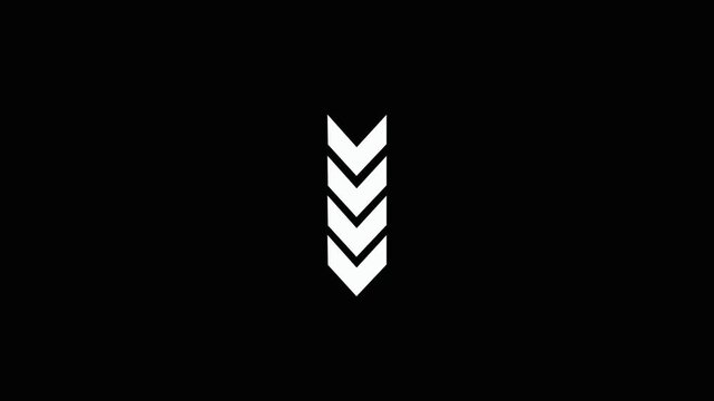  Down Directional Arrow Loop Animation on Black, Background 4K Video,