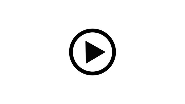 Black Play Button Icon Inside a Circle on White Background Keywords: play, button, icon, symbol, video, media, music, movie, film, start, go, forward, control, interface, command, action, playback