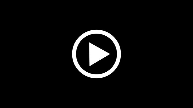 White Play Button Icon on Black Background play icon video player