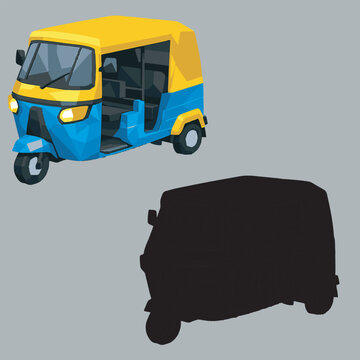 bajaj car with low poly art, eps 10 illustration