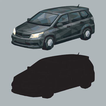 MPV car with low poly art, eps 10 illustration